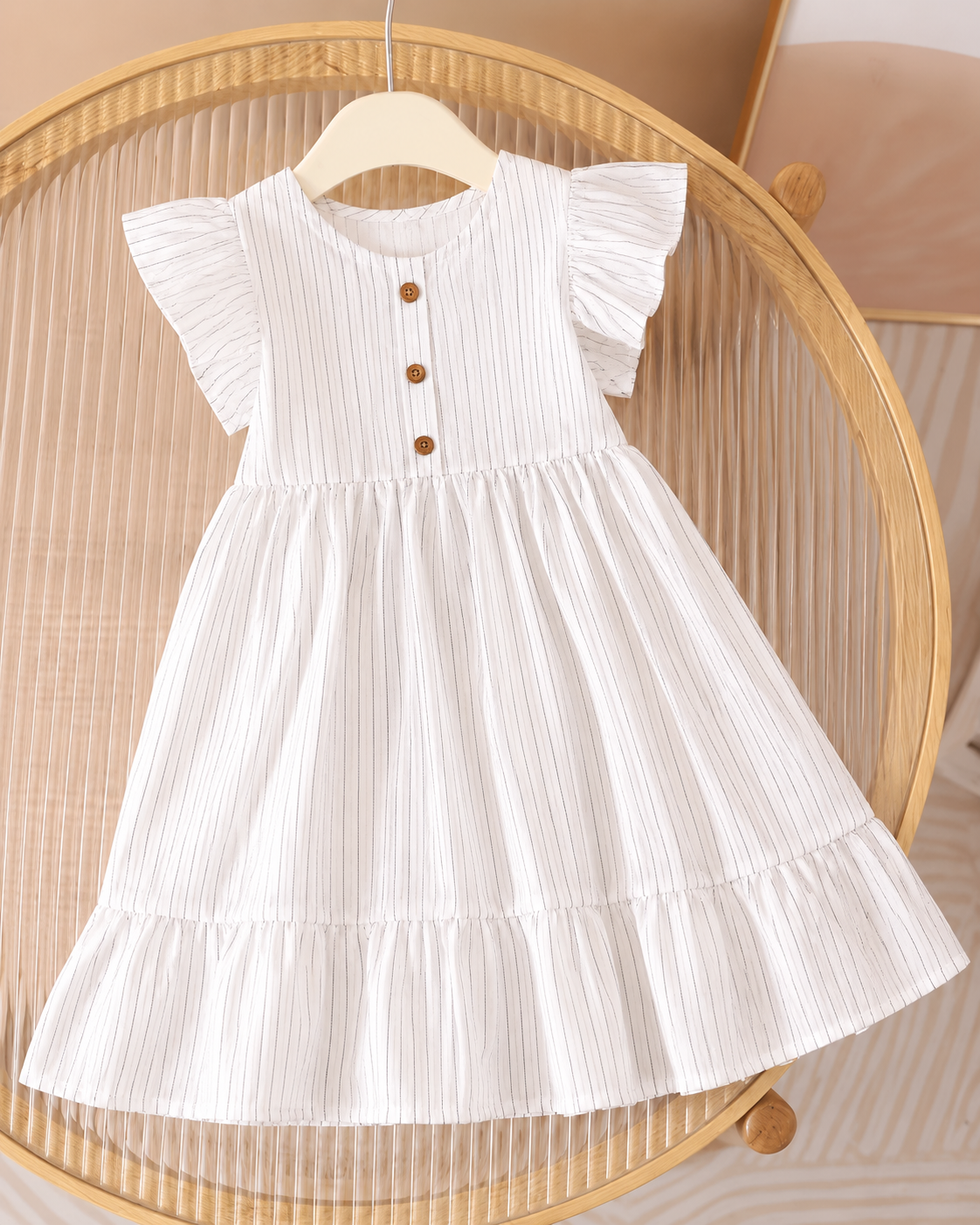 Ensemble de tenue d'été 2026 pour enfants, chemise rayée en coton, short et robe, vêtements doux et respirants pour garçons et filles
