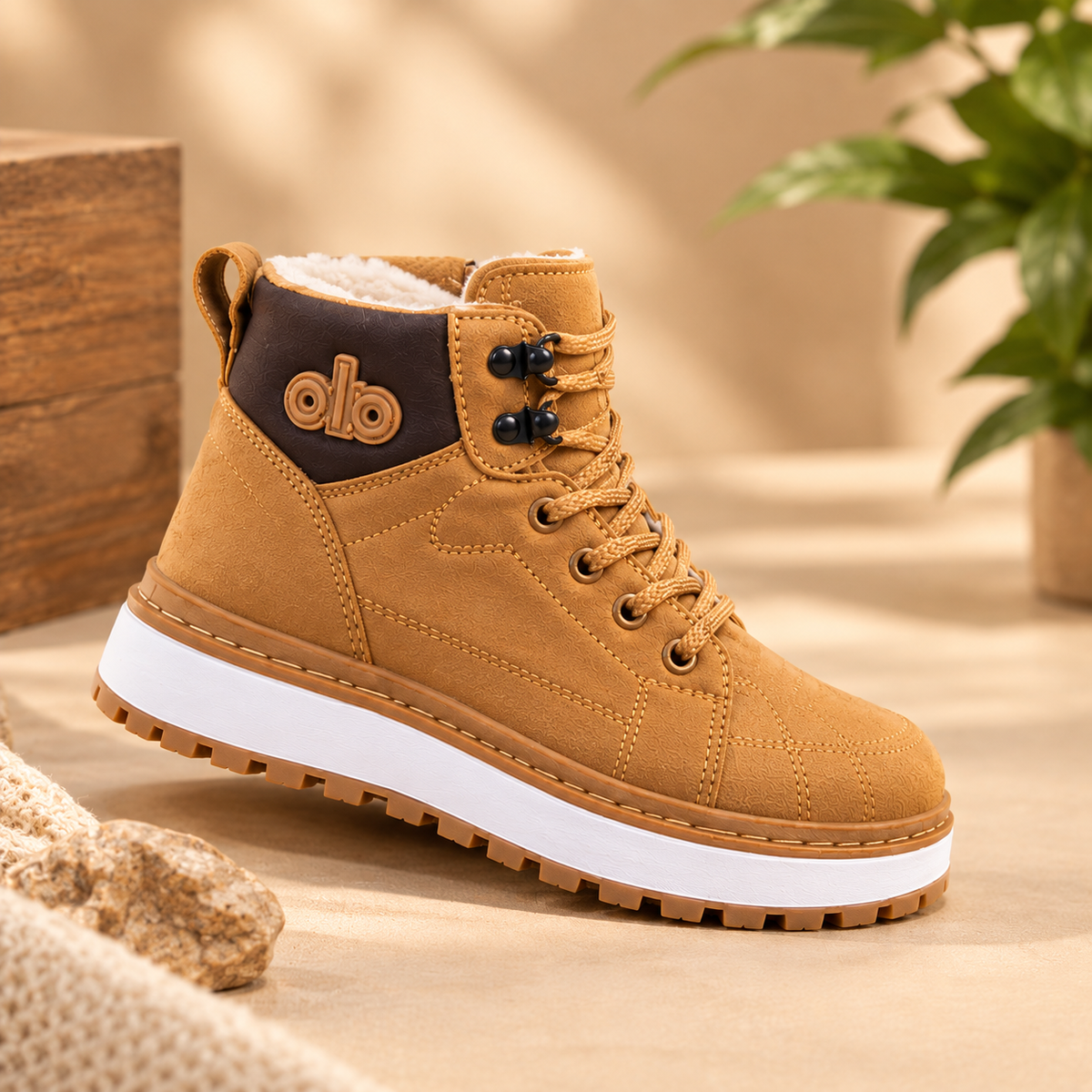 Bottes d’hiver montantes et chaudes pour enfants – Chaussures décontractées à lacets 