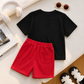 Casual Letter Printed Short Sleeve Top & Shorts Set