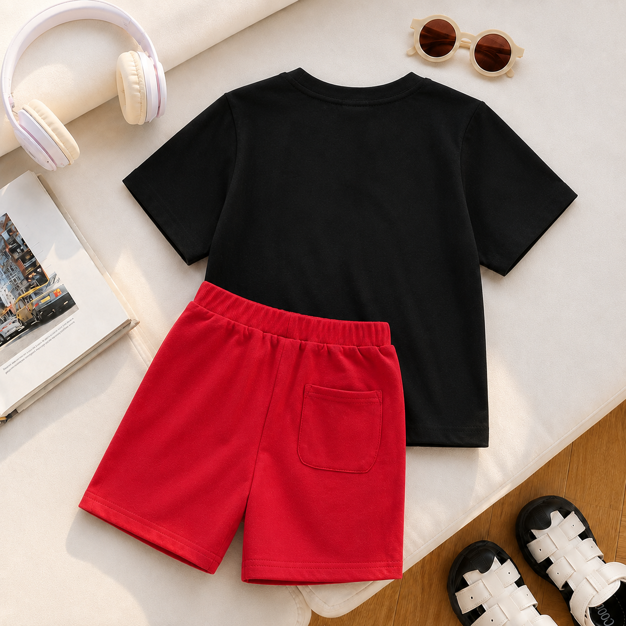 Casual Letter Printed Short Sleeve Top & Shorts Set