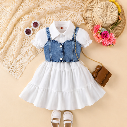 ✨ Sweet Princess Denim &amp; Tulle Dress for Girls