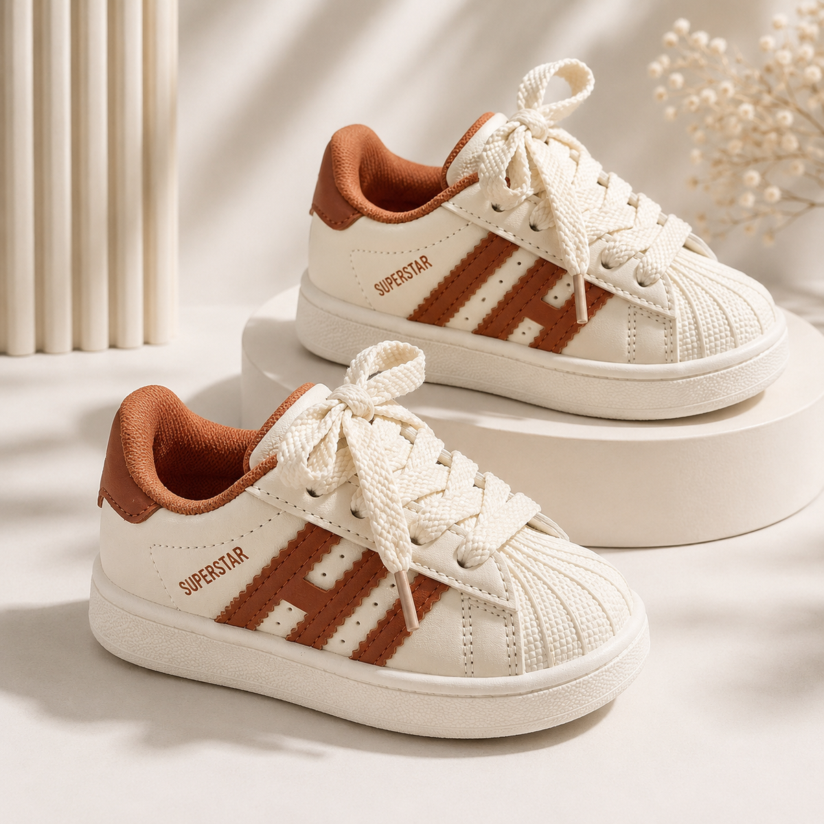 Kids Classic Shell Toe Sneakers – Lace-Up Casual Sports Shoes for Boys & Girls