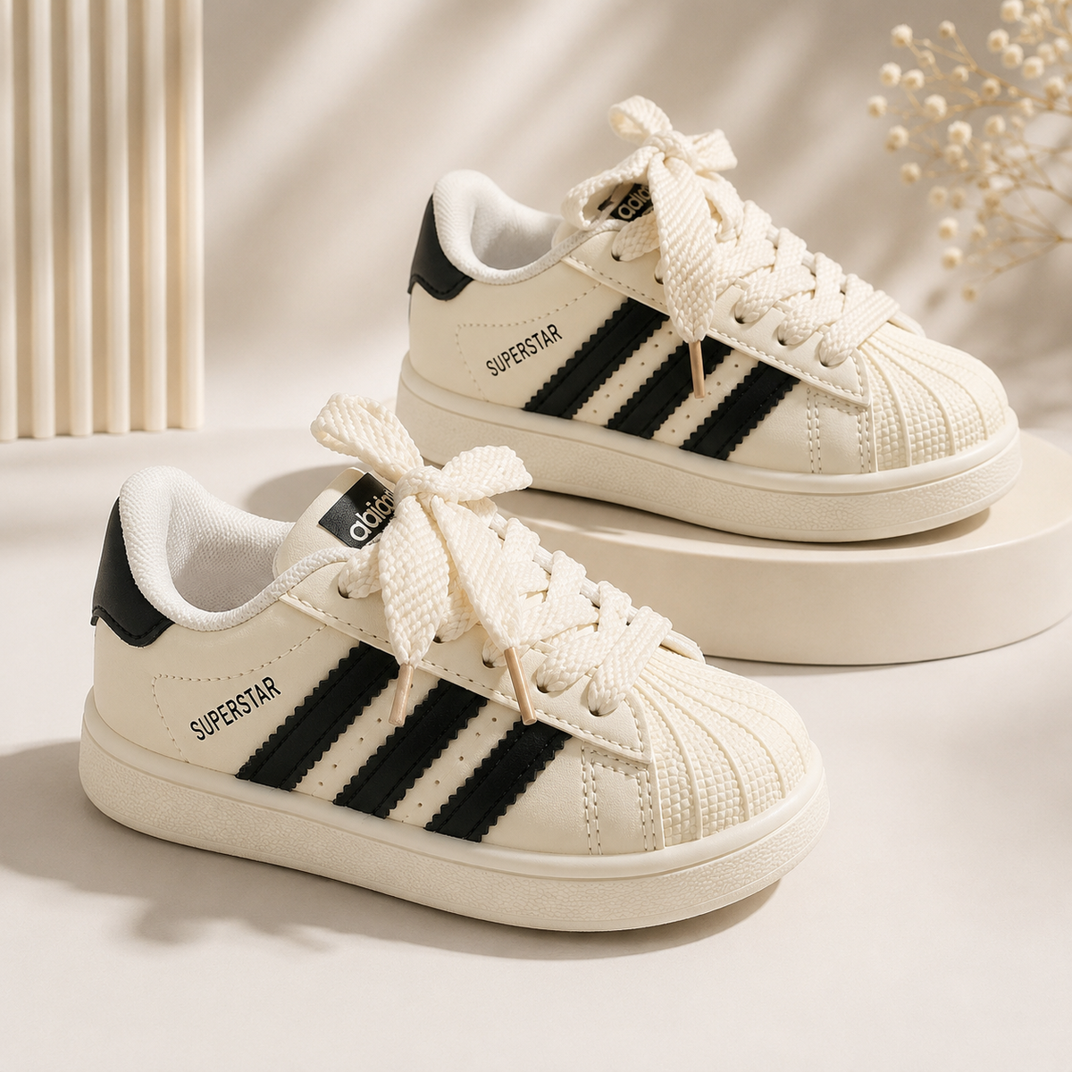 Kids Classic Shell Toe Sneakers – Lace-Up Casual Sports Shoes for Boys & Girls