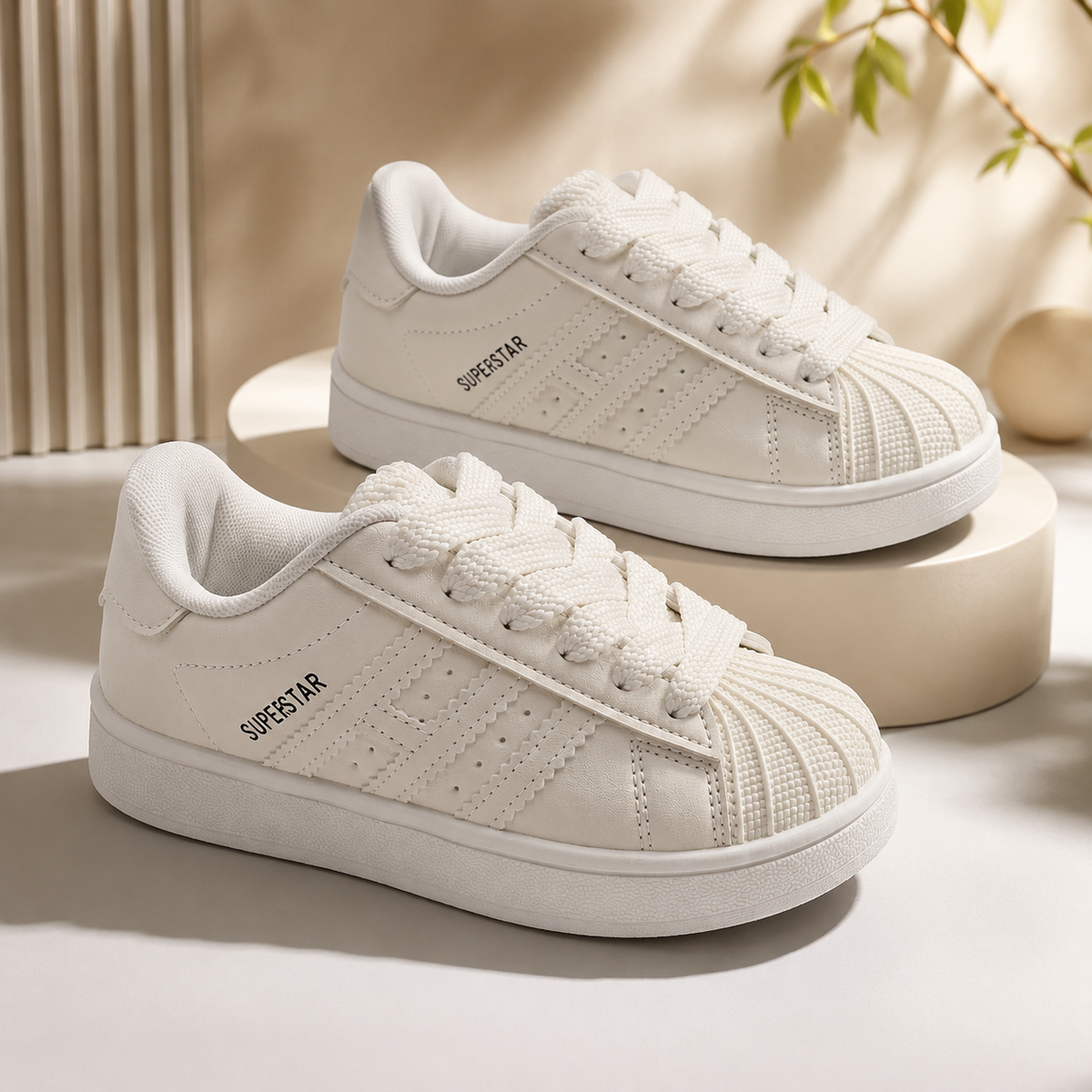 Kids Classic Shell Toe Sneakers – Lace-Up Casual Sports Shoes for Boys & Girls