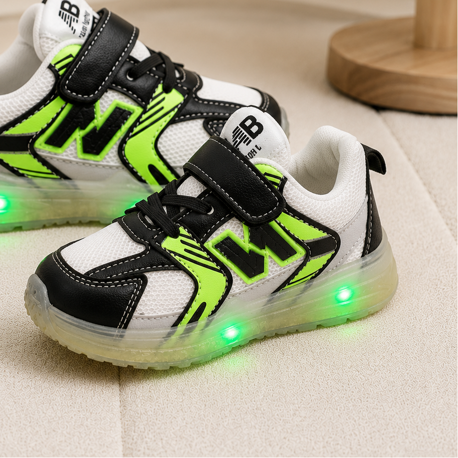 Kids’ LED Light-Up Sneakers with Adjustable Velcro Strap