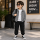 Ensemble pour  garçon Playful Pals – Surchemise élégante à imprimé pied-de-poule + pantalon noir assorti, tenue décontractée et élégante pour le printemps et l'automne