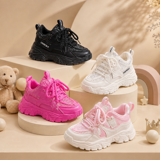Baskets épaisses mode pour filles – Chaussures de sport décontractées à paillettes | Légères et confortables