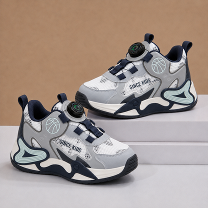 Kids' Sport Chunky Sneakers – Lightweight Breathable Running Shoes with Easy Dial Closure