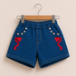Girls Red Bow T-Shirt & Denim Shorts 2-Piece Summer Outfit Set