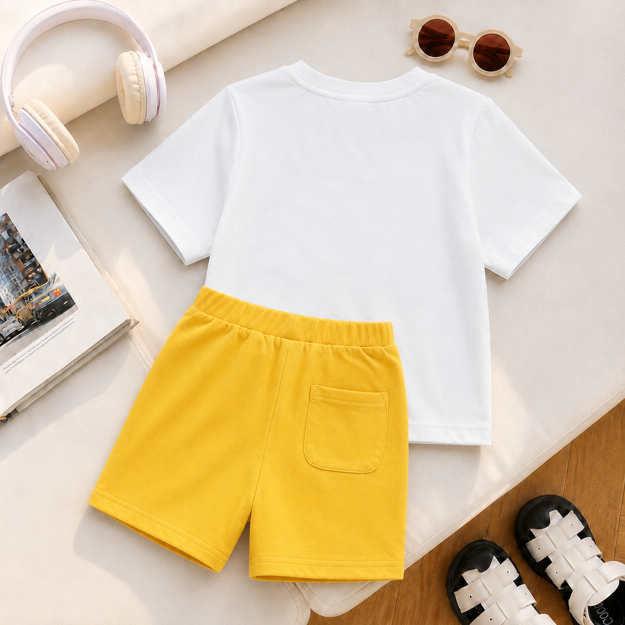 Casual Letter Printed Short Sleeve Top & Shorts Set