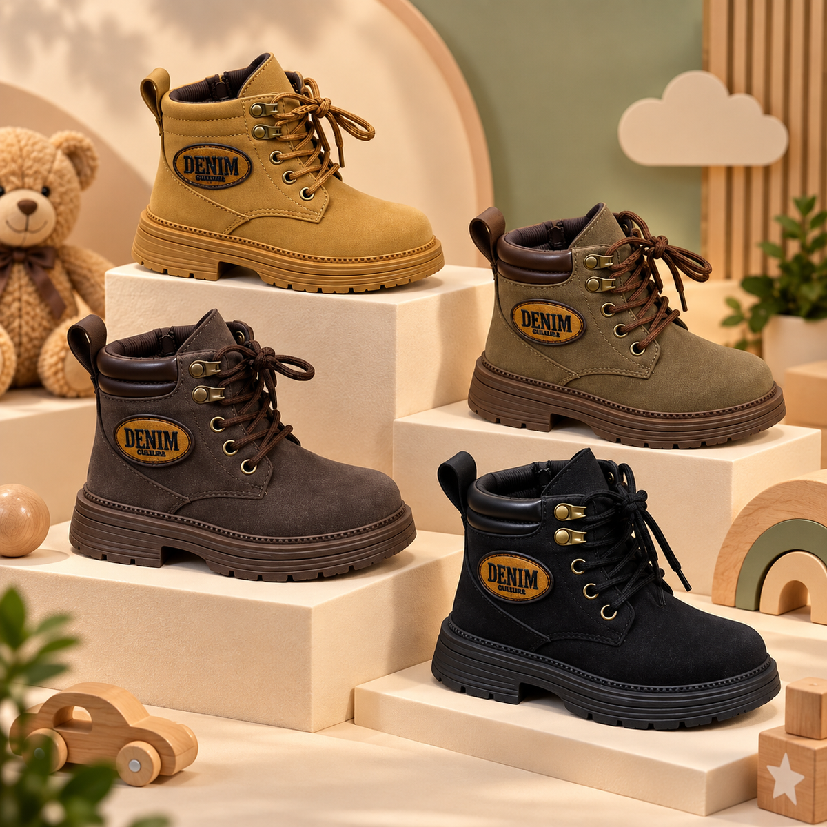 Boys’ Rugged Lace-Up Adventure Boots