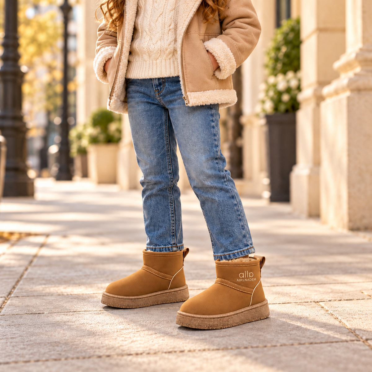 Bottines pour enfant doublées en polaire avec fermeture zippée latérale
