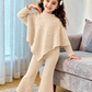Elegant Girls’ Ribbed Knit Two-Piece Set with Pearl Details – Warm, Soft &amp; Stylish Winter Outfit