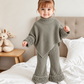 Cozy Winter Ribbed Knit Set for Girls – Soft High-Neck Sweater &amp; Flared Pants with Plush Faux-Fur Trim