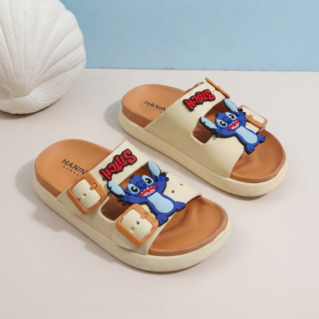 Sandales à double boucle pour enfants, motif dessin animé mignon