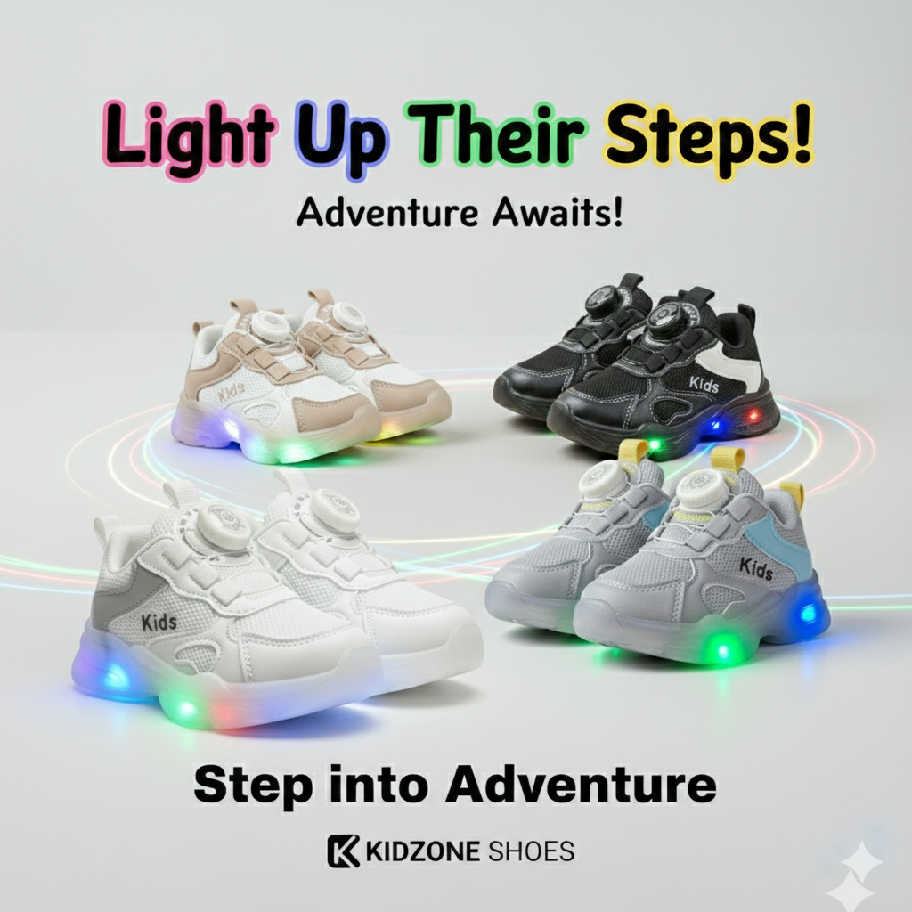 Kids LED Light-Up Sneakers with Dial Closure – Comfortable & Stylish Everyday Shoes