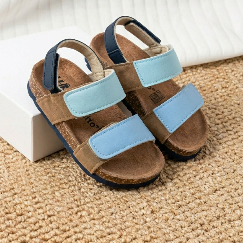 Sandales enfants colorblock à bride velcro avec maintien arrière