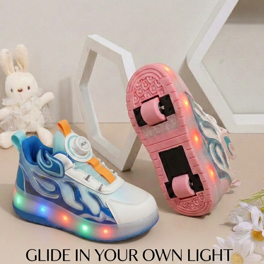 Baskets à roulettes unisexe à LED – Chaussures lumineuses avec système d'ajustement rapide