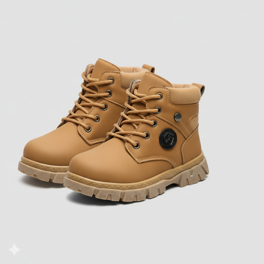 boys Plush-Lined Ankle Boots—Warm Toes, Chunky Lug Grip