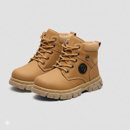 boys Plush-Lined Ankle Boots—Warm Toes, Chunky Lug Grip