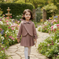 Girls' Autumn/Winter Casual Tweed Lapel Coat and Retro Pleated Skirt Two-Piece Set