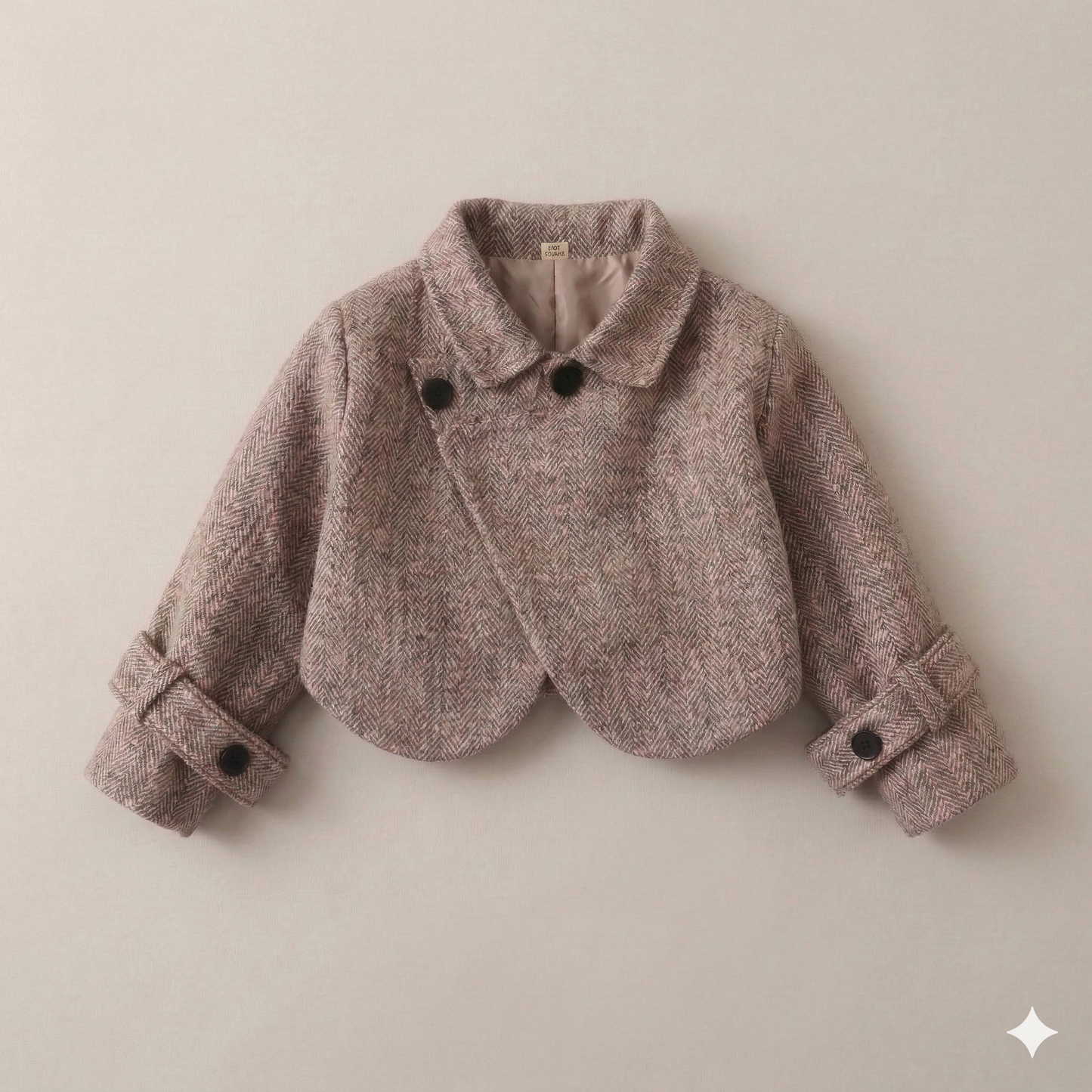Ensemble deux pièces automne/hiver pour fille : manteau à revers en tweed décontracté et jupe plissée rétro