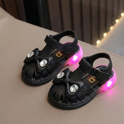Girls LED Light-Up Sandals – Cute Bow Summer Shoes with Glowing Sole