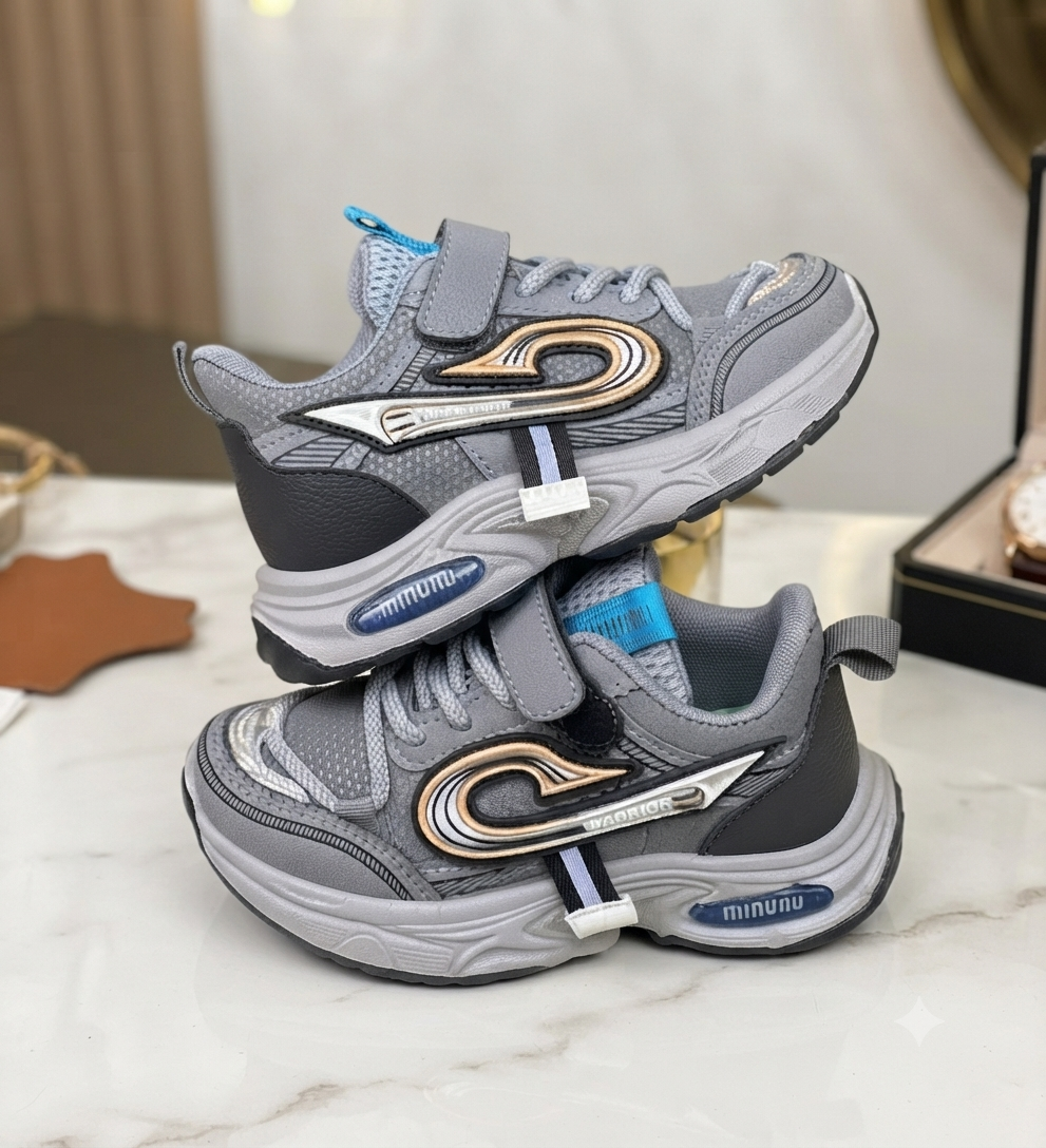 Baskets légères décontractées pour enfants – Fermeture Velcro et à lacets 