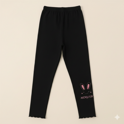 Leggings pour filles à imprimé lapin mignon – Pantalon en coton doux et extensible