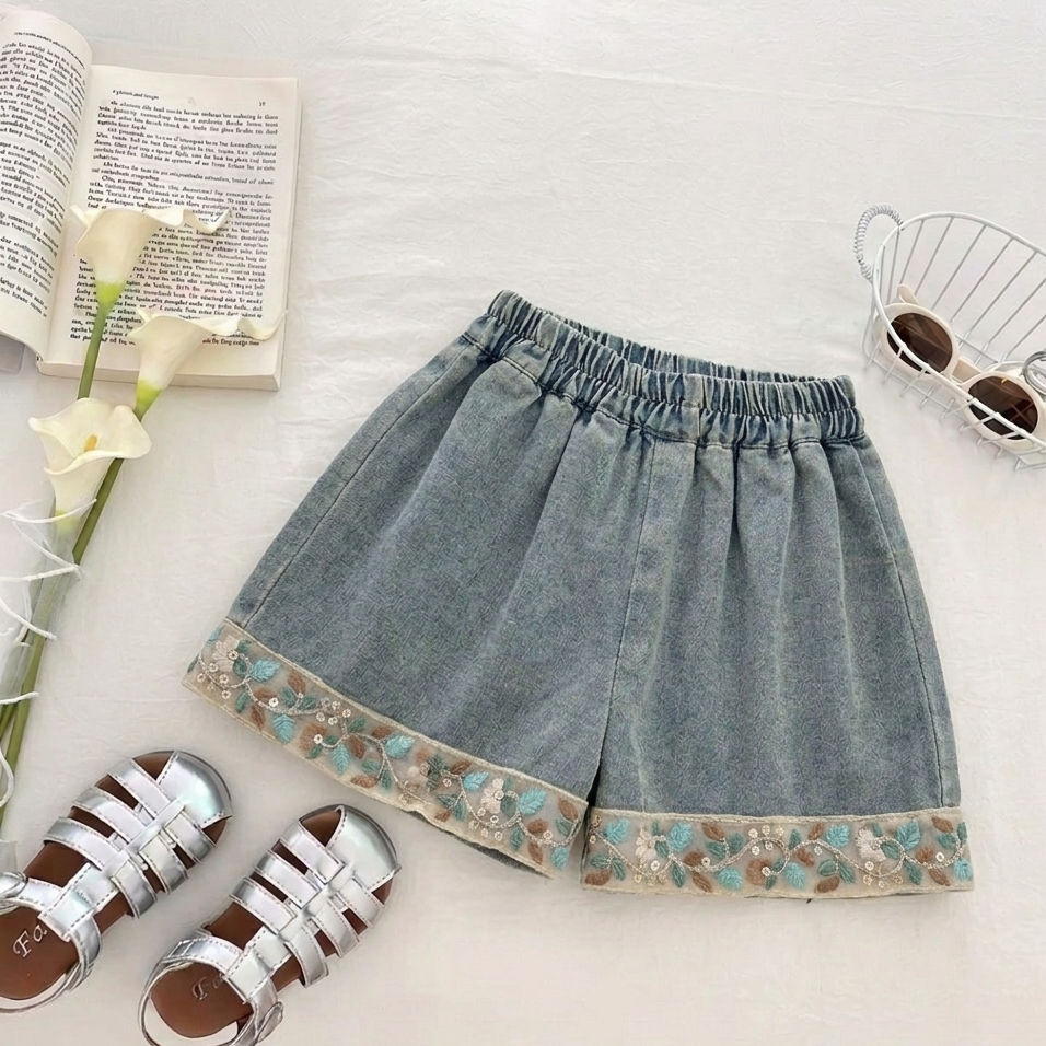🌸 Ensemble floral en jean élégant pour filles – Style estival doux
