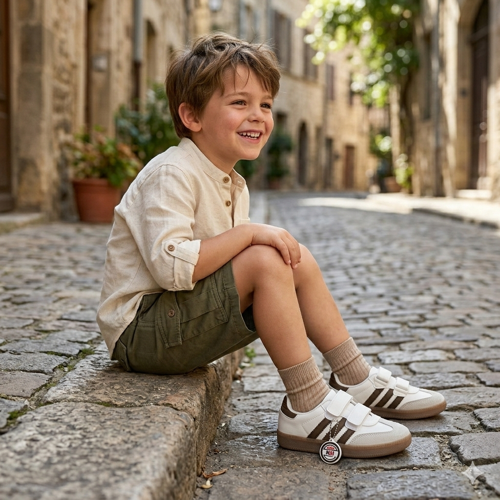 Baskets décontractées unisexes pour enfants avec brides Velcro – Chaussures antidérapantes pour tous les jours