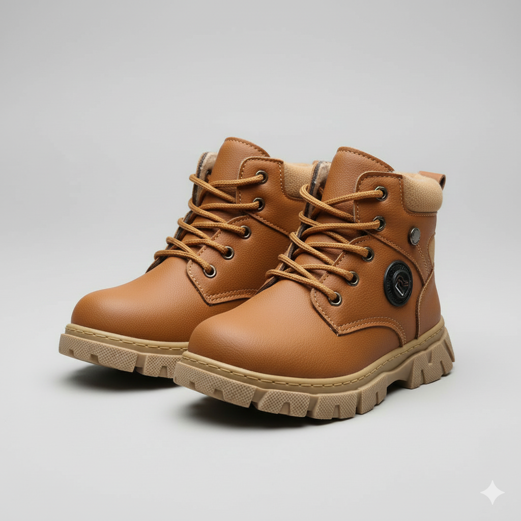 boys Plush-Lined Ankle Boots—Warm Toes, Chunky Lug Grip