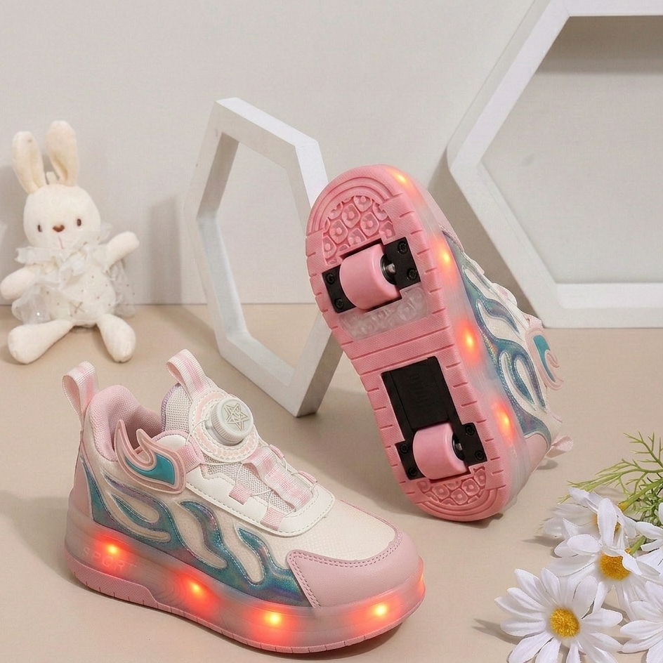 Baskets à roulettes unisexe à LED – Chaussures lumineuses avec système d'ajustement rapide