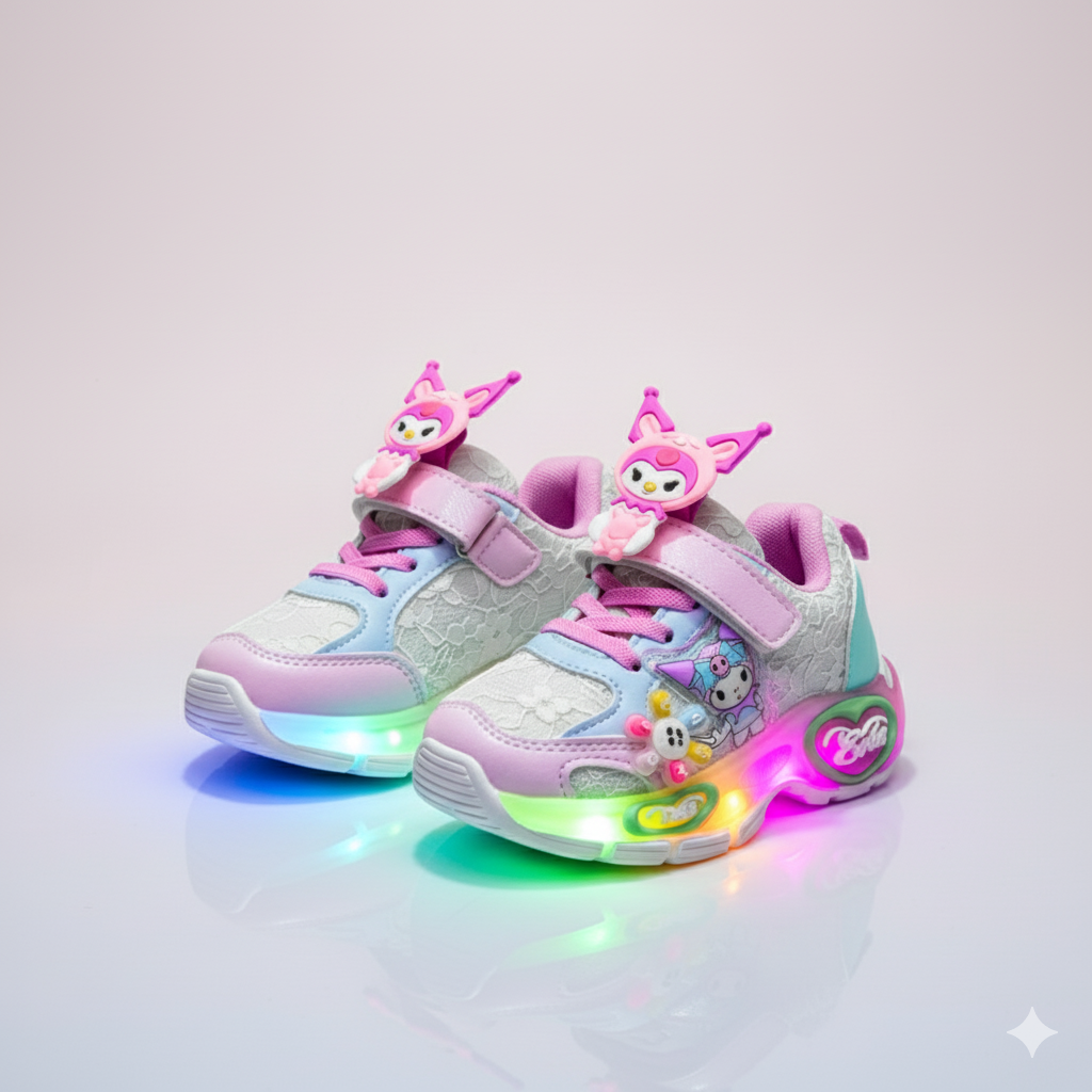 Chaussures de sport Kuromi pour enfants, nouvelles chaussures de course lumineuses et respirantes pour filles, printemps 2025