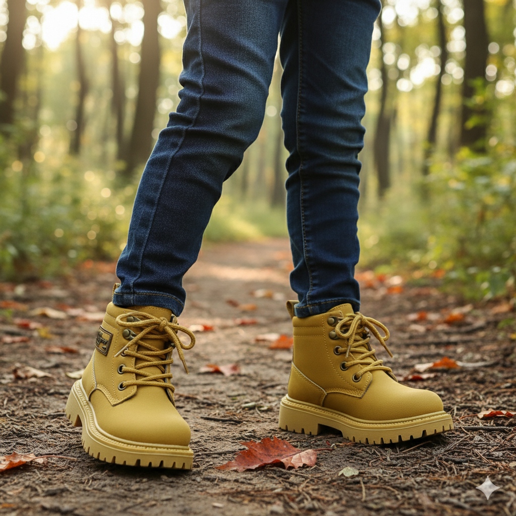 Boys' Lace-Up  Boots: Anti-Slip Grip, Lug Outsole