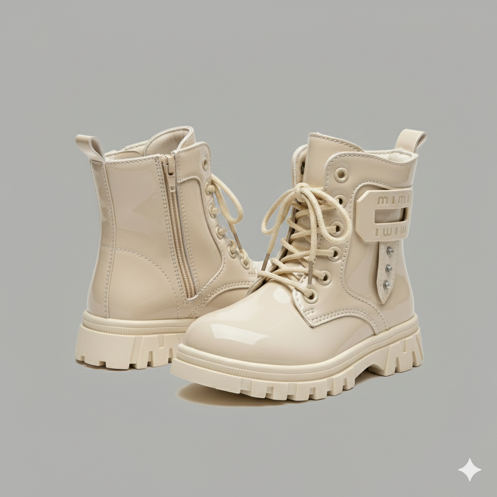 « Bottes vernies brillantes et élégantes pour filles, bottes d'hiver chaudes et confortables pour enfants »