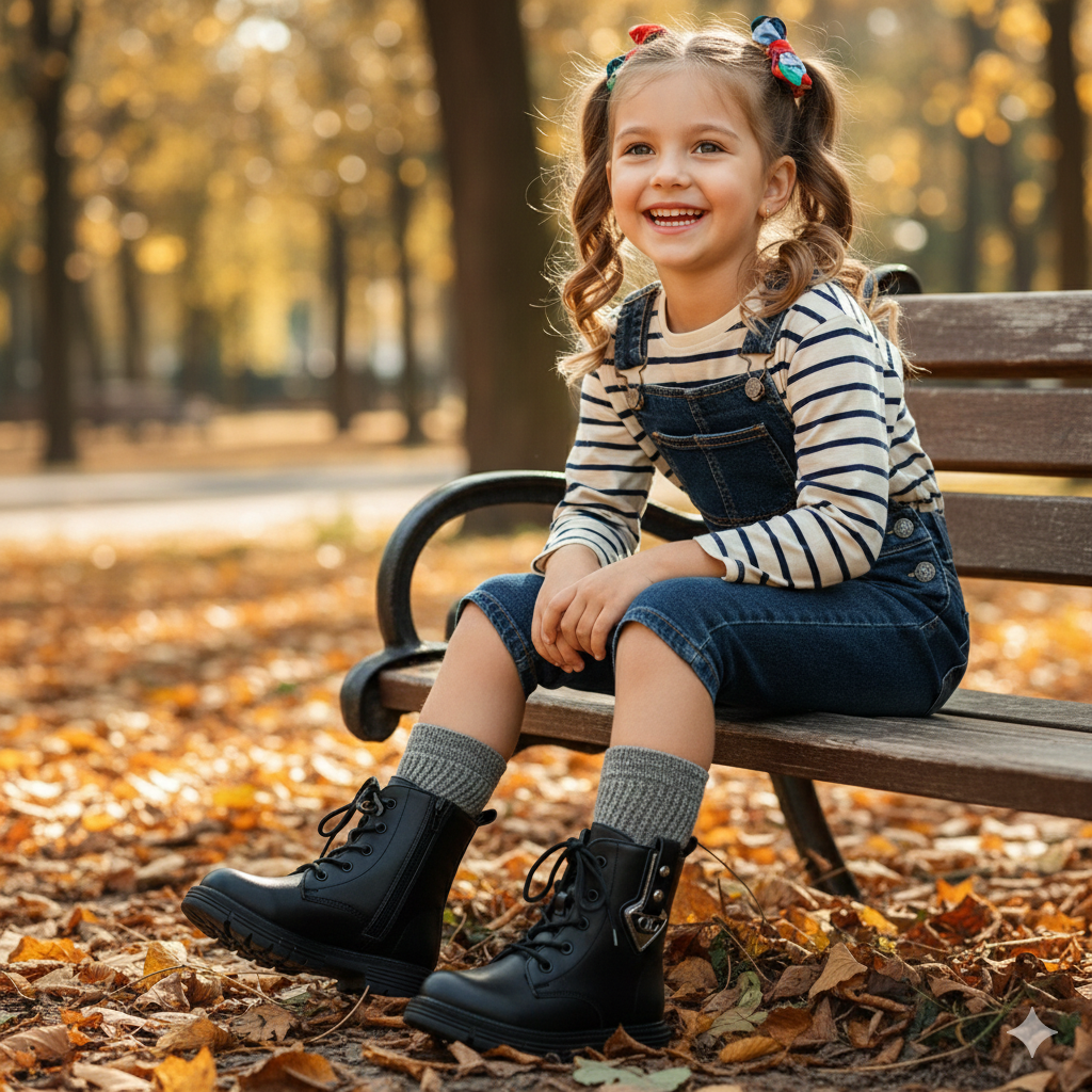 Girls’ Stylish Lace-Up Ankle Boots with Non-Slip Sole
