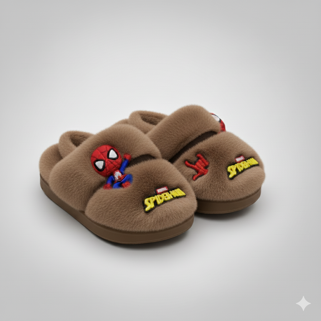 Spider-Man Slippers: Warm Plush, Closed-Toe Protection