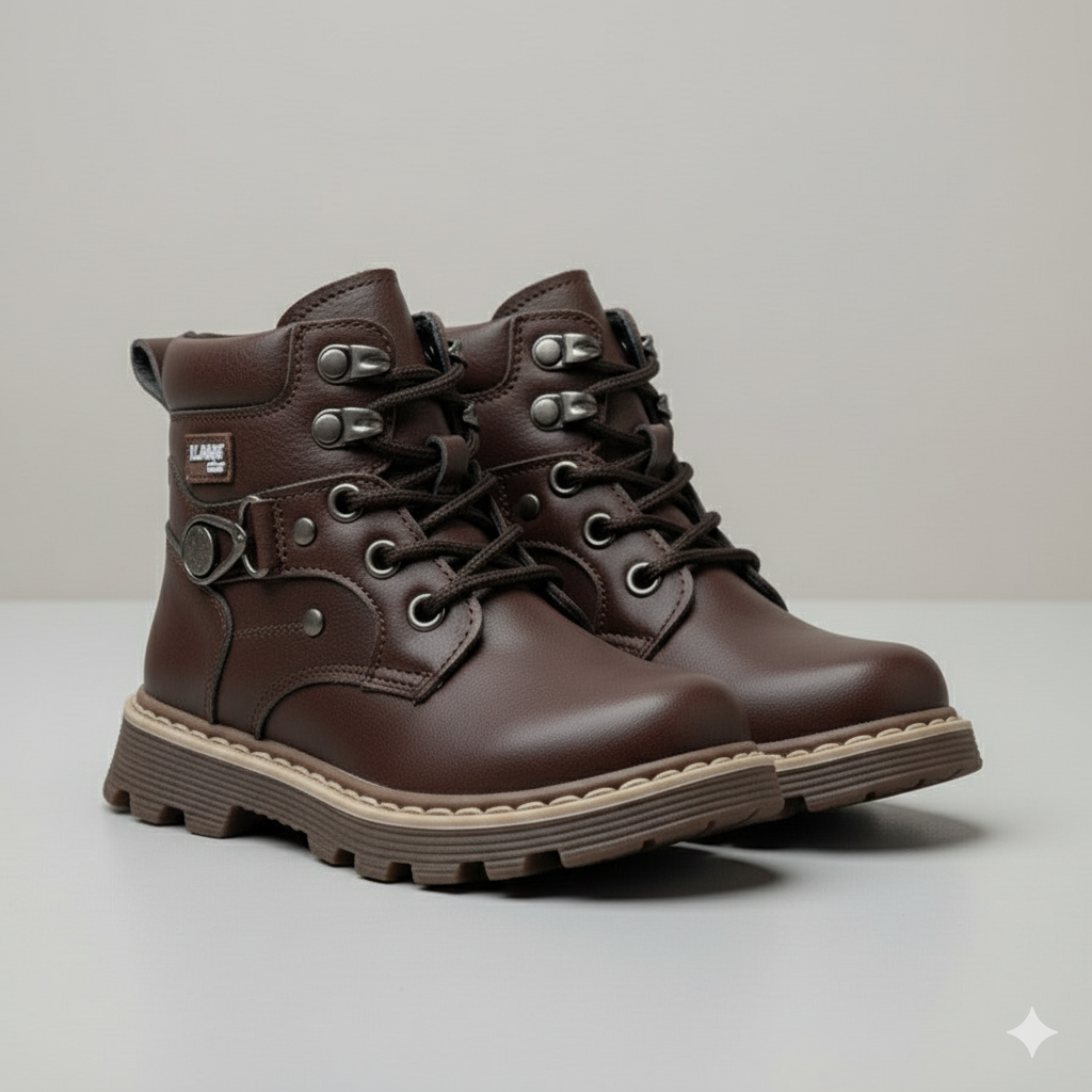 Kids Lace-Up Ankle Boots - Quick Zip, Metal Hook Fit