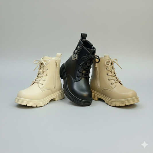 Girls’ Stylish Lace-Up Ankle Boots with Non-Slip Sole