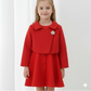 Girls Red Dress Set—Warm Bolero, Easy Front Buttons