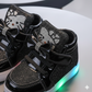 Girls LED Light-Up Glitter Sneakers | Fashion High-Top Shoes for Kids