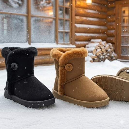 Bottes d'hiver pour filles, bottines chaudes en fausse fourrure, en daim doux avec semelle antidérapante, chaussures décontractées et mignonnes pour enfants