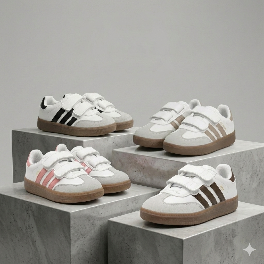 Baskets décontractées unisexes pour enfants avec brides Velcro – Chaussures antidérapantes pour tous les jours