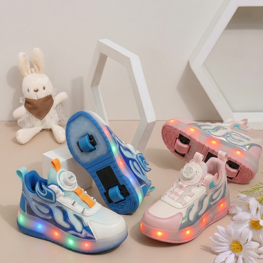 Unisex LED Roller Sneakers – Light-Up Wheels Shoes with Dial Fit System