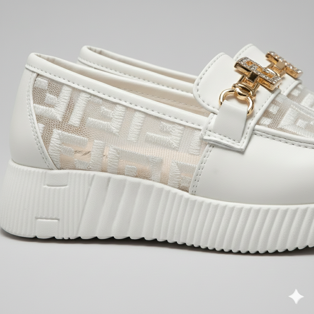 Mocassins tendance pour filles avec semelle épaisse et détails dorés