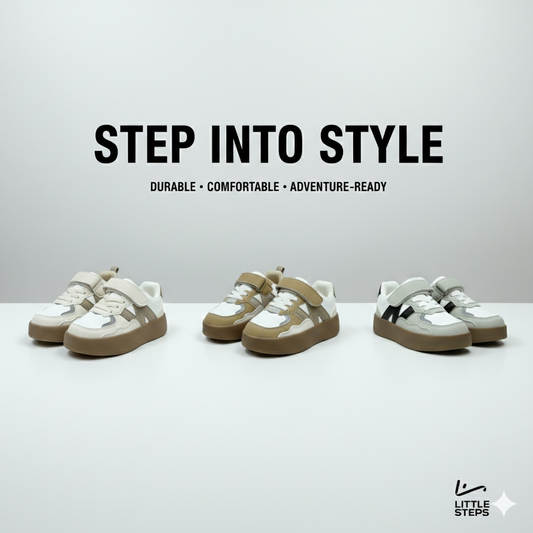 Baskets basses classiques pour enfants – Fermeture à lacets et à scratch | Chaussures résistantes pour tous les jours