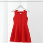 Girls Red Dress Set—Warm Bolero, Easy Front Buttons