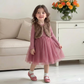 🌸 Elegant Princess Tulle Dress Set for Girls with Faux Fur Vest