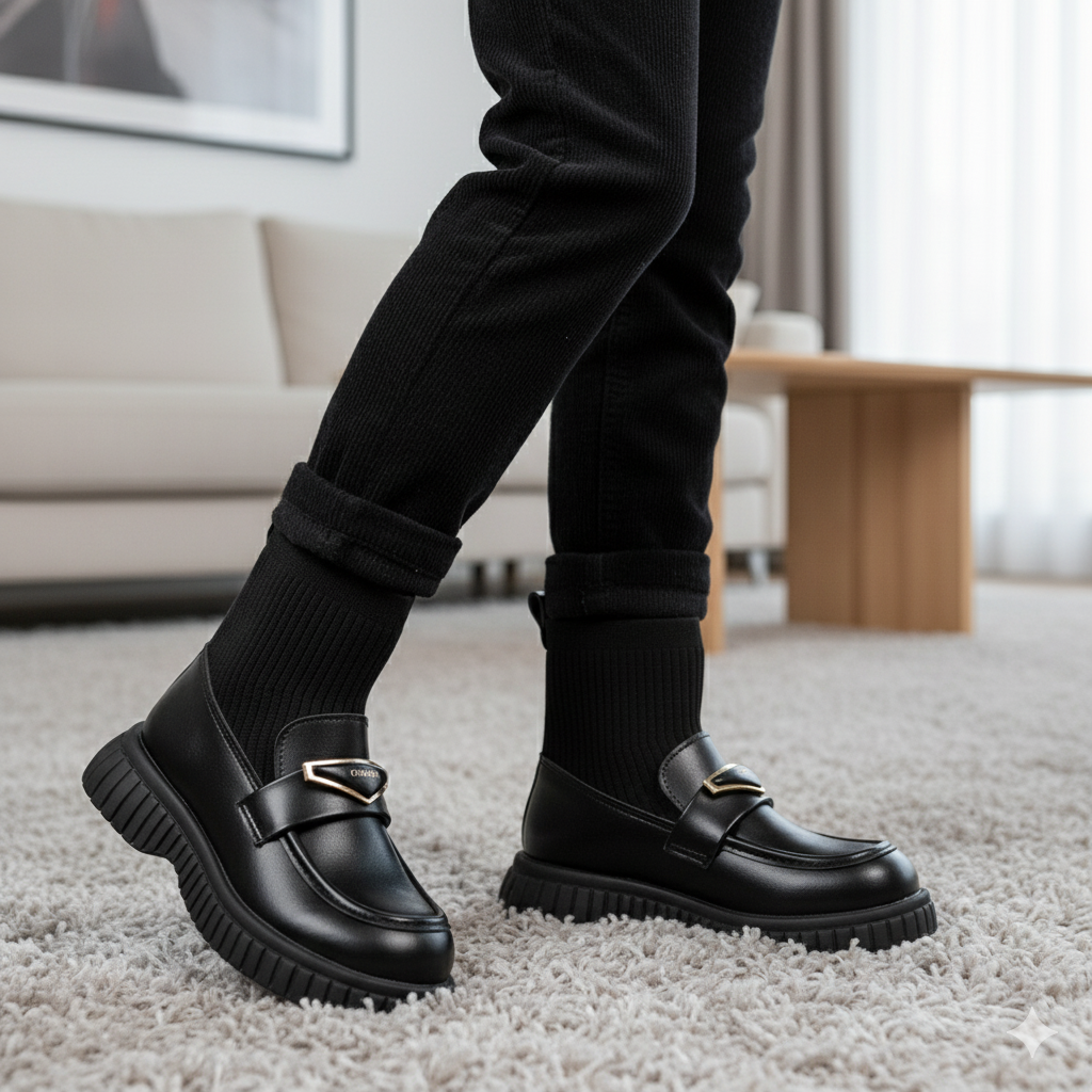 Bottes mocassins chaussettes pour filles — Enfilage rapide, semelle crantée adhérente 